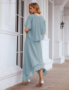 Numbersea Chiffon Plus Size Mother of Bride Dresses with Jacket Formal Dresses for Wedding SEA28073