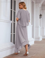 Numbersea Chiffon Plus Size Mother of Bride Dresses with Jacket Formal Dresses for Wedding SEA28073