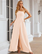 Numbersea One Shoulder Chiffon Bridesmaid Dresses Long Formal Homecoming Prom Gowns for Women Party Wedding Evening SEA28052