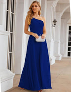 Numbersea One Shoulder Chiffon Bridesmaid Dresses Long Formal Homecoming Prom Gowns for Women Party Wedding Evening SEA28052