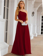 Numbersea One Shoulder Chiffon Bridesmaid Dresses Long Formal Homecoming Prom Gowns for Women Party Wedding Evening SEA28052