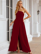 Numbersea One Shoulder Chiffon Bridesmaid Dresses Long Formal Homecoming Prom Gowns for Women Party Wedding Evening SEA28052