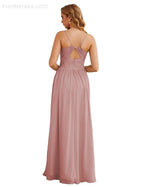 Numbersea Spaghetti Strap Bridesmaid Dresses Long Formal Party Prom Gowns 28060