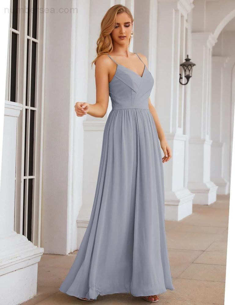 Numbersea Spaghetti Strap Bridesmaid Dresses Long Formal Party Prom Gowns 28060