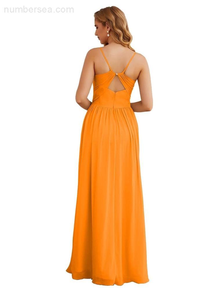 Numbersea Spaghetti Strap Bridesmaid Dresses Long Formal Party Prom Gowns 28060