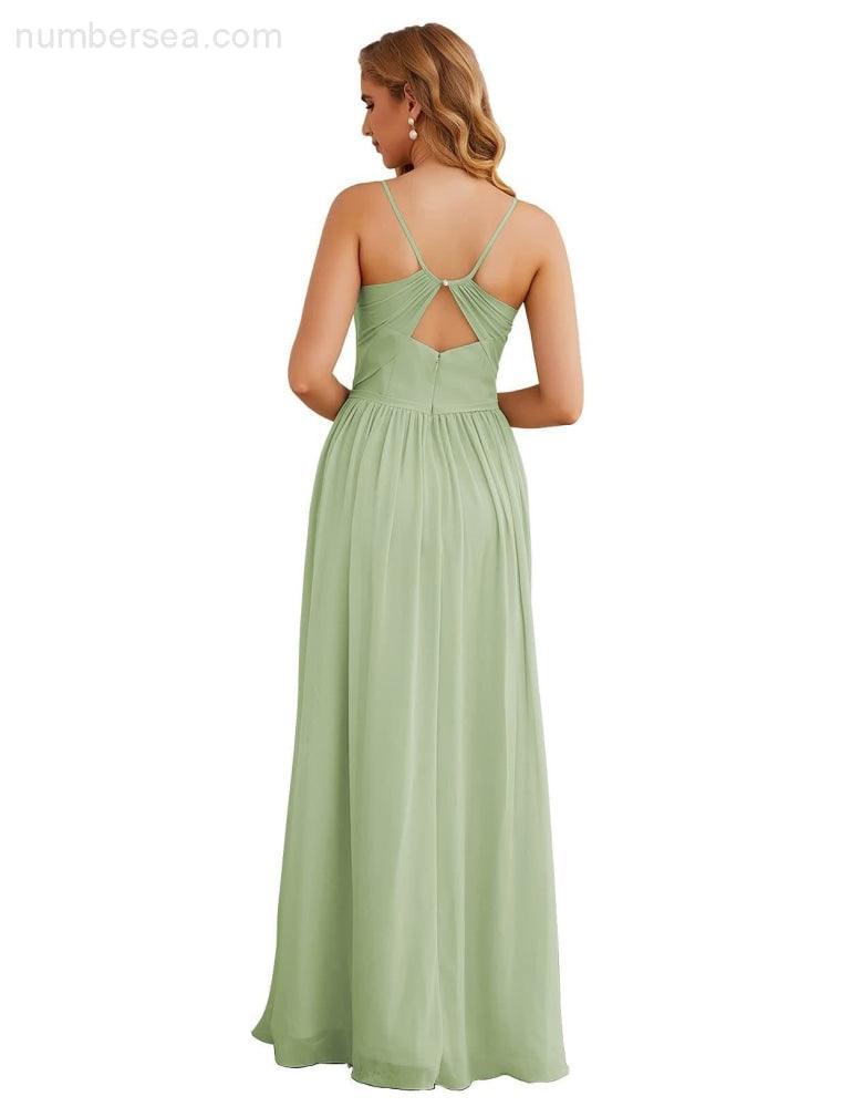 Numbersea Spaghetti Strap Bridesmaid Dresses Long Formal Party Prom Gowns 28060