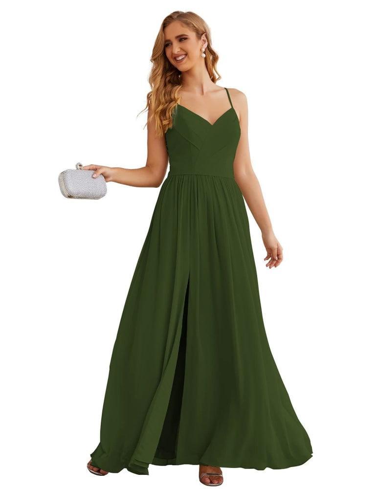 Numbersea Spaghetti Strap Bridesmaid Dresses Long Formal Party Prom Gowns 28060