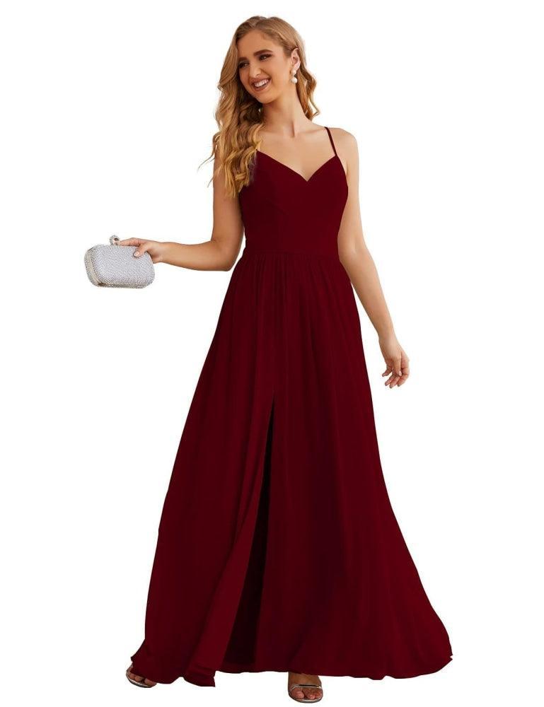 Numbersea Spaghetti Strap Bridesmaid Dresses Long Formal Party Prom Gowns 28060