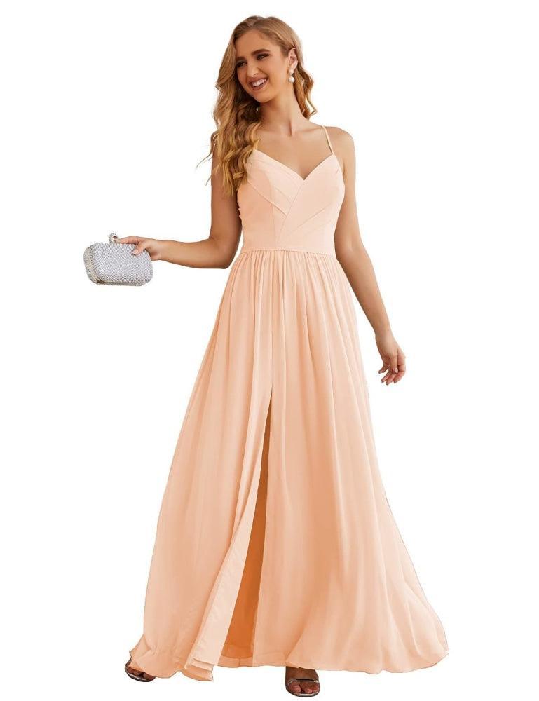 Numbersea Spaghetti Strap Bridesmaid Dresses Long Formal Party Prom Gowns 28060