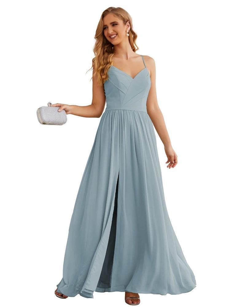 Numbersea Spaghetti Strap Bridesmaid Dresses Long Formal Party Prom Gowns 28060