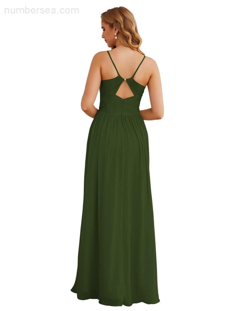 Numbersea Spaghetti Strap Bridesmaid Dresses Long Formal Party Prom Gowns 28060