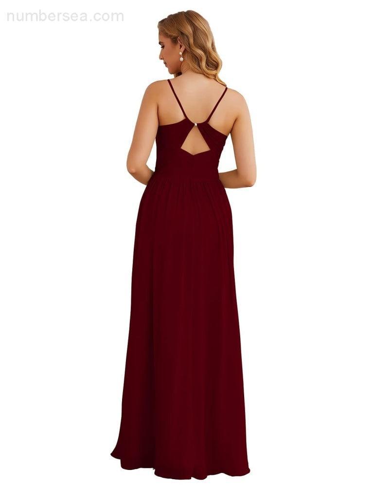 Numbersea Spaghetti Strap Bridesmaid Dresses Long Formal Party Prom Gowns 28060