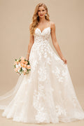 Rutipo Ivory Free-Spirited Princess Ball Gown Tulle Lace Wedding Dresses With Appliques Lace