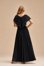 Rutipo Black A-Line V-Neck Long Sleeves Lace Tulle Wedding Dresses With Lace