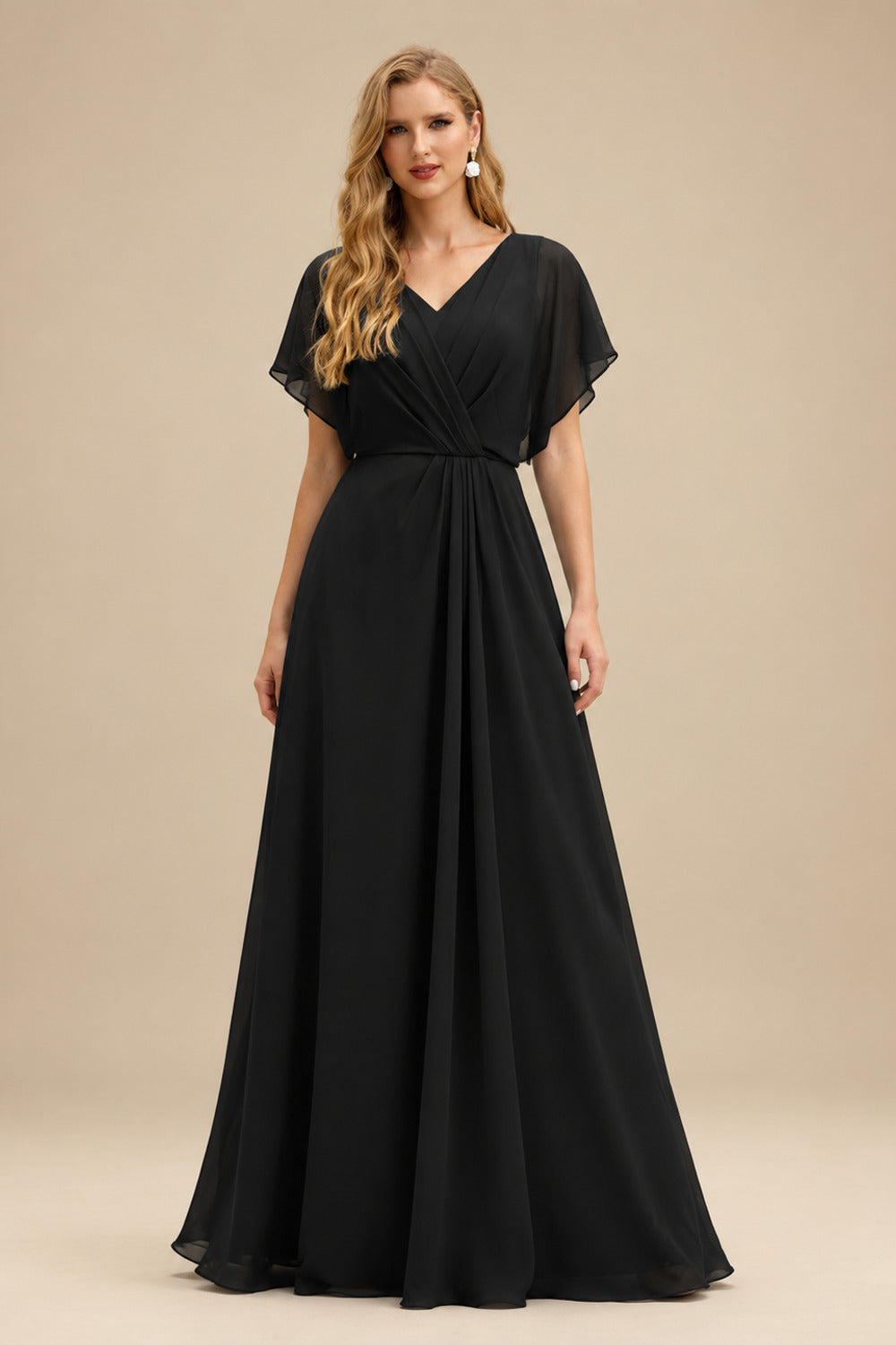 Rutipo Black A-Line V-Neck Long Sleeves Lace Tulle Wedding Dresses With Lace