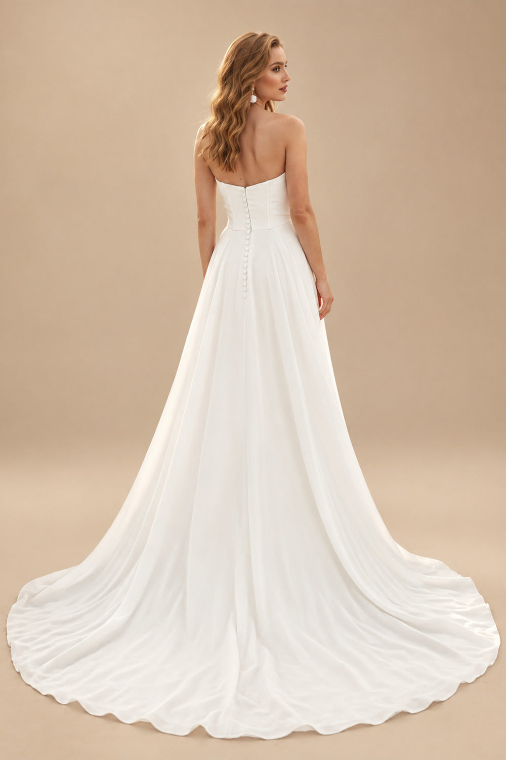 Rutipo Ivory Sheath/Column Sweetheart Sleeveless Satin Sweep Train Wedding Dress