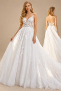 Rutipo As Picture Ball-Gown V-Neck Sleeveless Tulle Court Train Wedding Dress With Appliques Lace