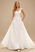 Rutipo Ivory Ball-Gown/Princess Sweetheart Sweep Train Satin Wedding Dress