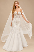 Rutipo Ivory Trumpet/Mermaid Sweetheart Court Train Lace Wedding Dress