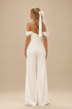 Rutipo Ivory Sweetheart Floor-Length Off The Sholuder Wedding Jumpsuit