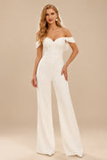 Rutipo Ivory Sweetheart Floor-Length Off The Sholuder Wedding Jumpsuit