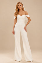 Rutipo Ivory Sweetheart Floor-Length Off The Sholuder Wedding Jumpsuit