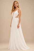 Rutipo Ivory Peal Beach Sex Wedding Dresses With Tulle Sweep Train