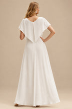 Rutipo Ivory Peal Beach Sex Wedding Dresses With Tulle Sweep Train