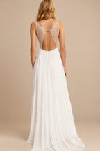 Rutipo Ivory Peal Beach Sex Wedding Dresses With Tulle Sweep Train