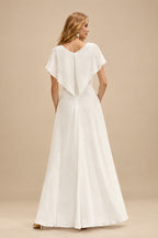 Rutipo Ivory Long Sleeve Weeding Dress With Sweetheart Neckline