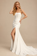 Rutipo Ivory Sex Strapless Mermaid Wedding Dresses With Sweep Train
