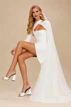 Rutipo Ivory Fashion Little White Long Sleeves Wedding Dress