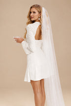 Rutipo Ivory Fashion Little White Long Sleeves Wedding Dress
