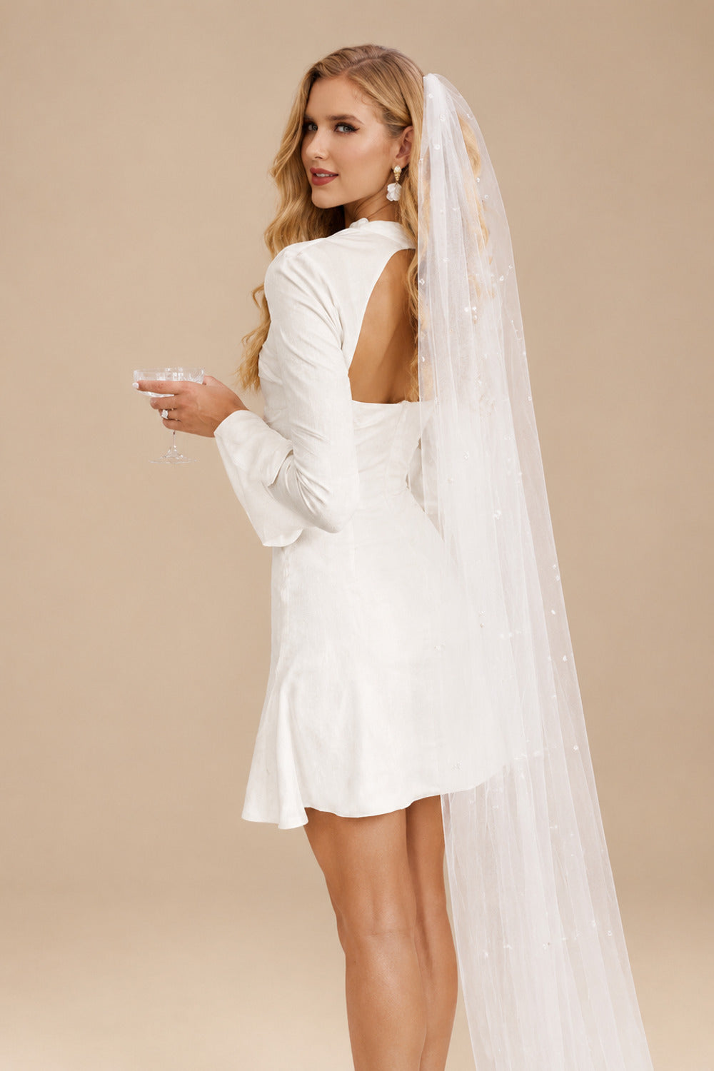 Rutipo Ivory Fashion Little White Long Sleeves Wedding Dress