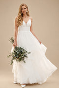 Rutipo Ivory Classic Ball Gown Wedding Dress With Tulle Cascading Ruffles