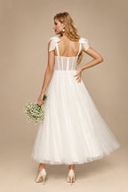 Rutipo Ivory Sex Short White Wedding Dresses With Tulle Tea-Length