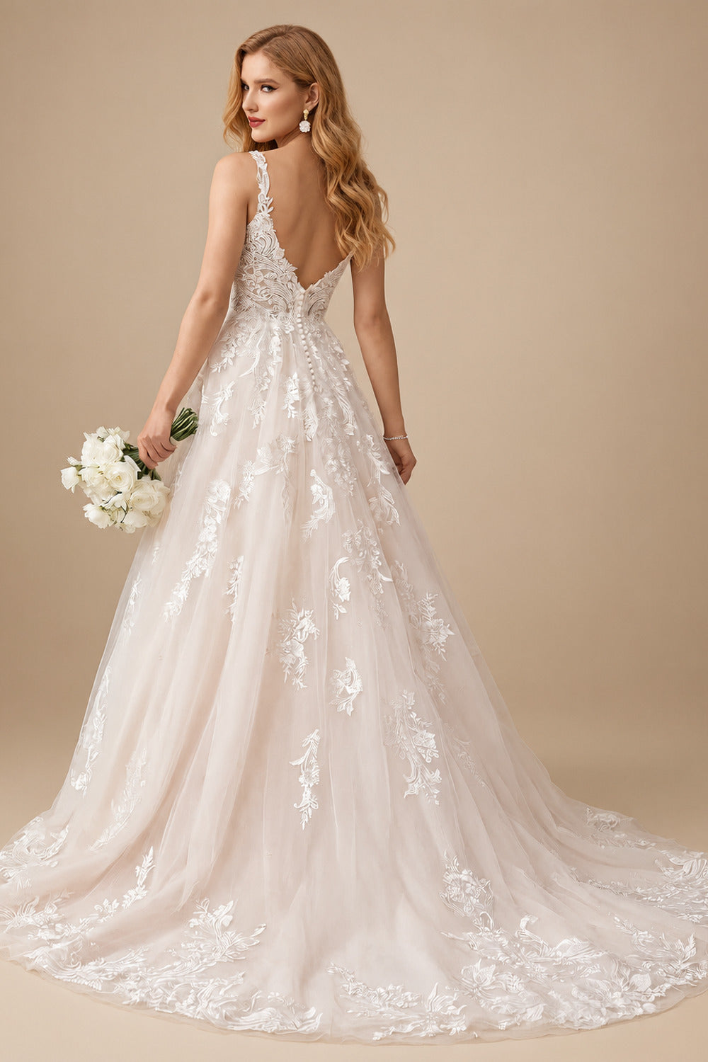 Rutipo As Picture A-Line Gown Lace Wedding Dress With V-Neckline