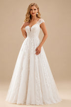 Rutipo Ivory Ball-Gown Princess Wedding Dress With Appliques Lace