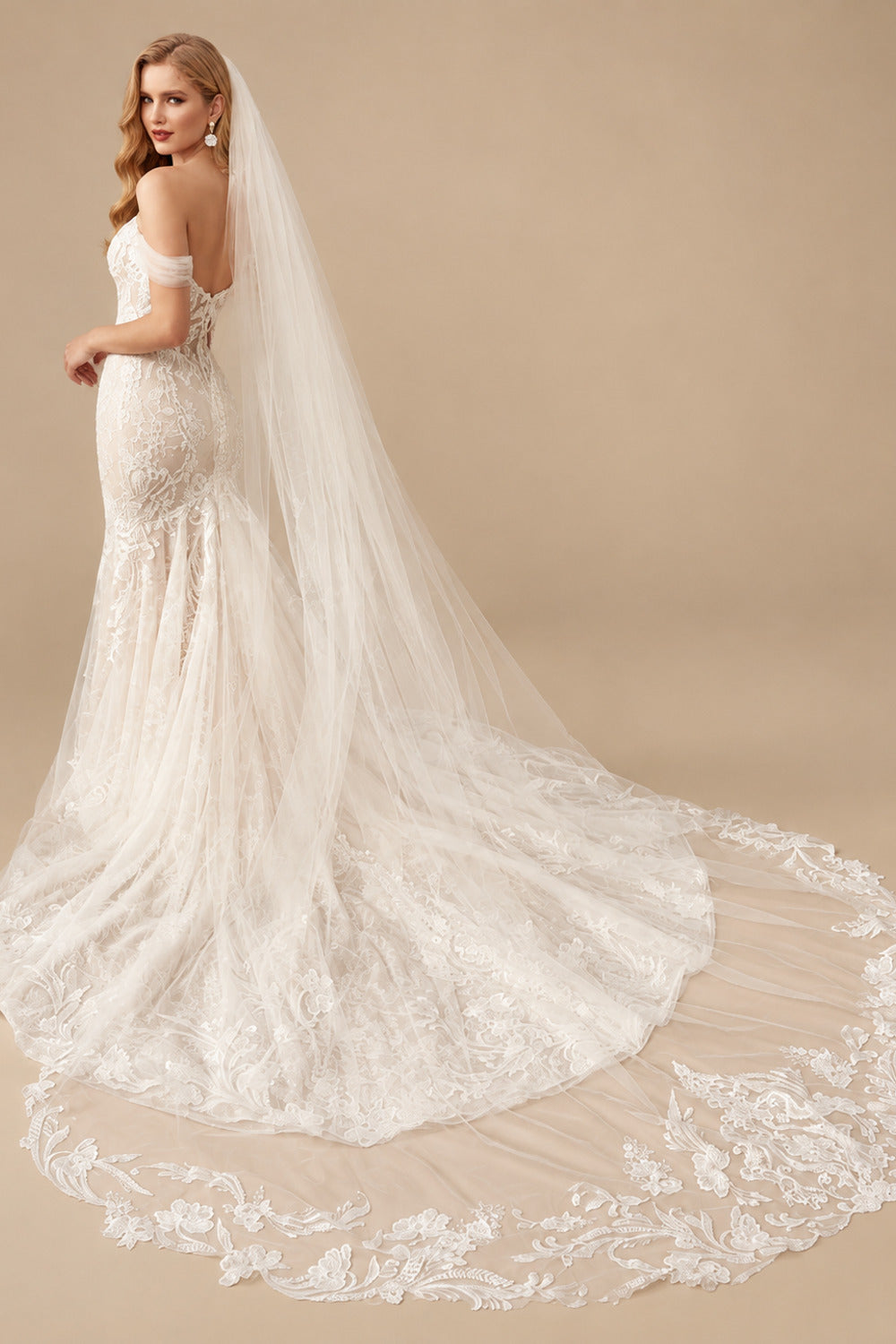 Rutipo As Picture Mermaid Off The Shoulder Lace Wedding Dress