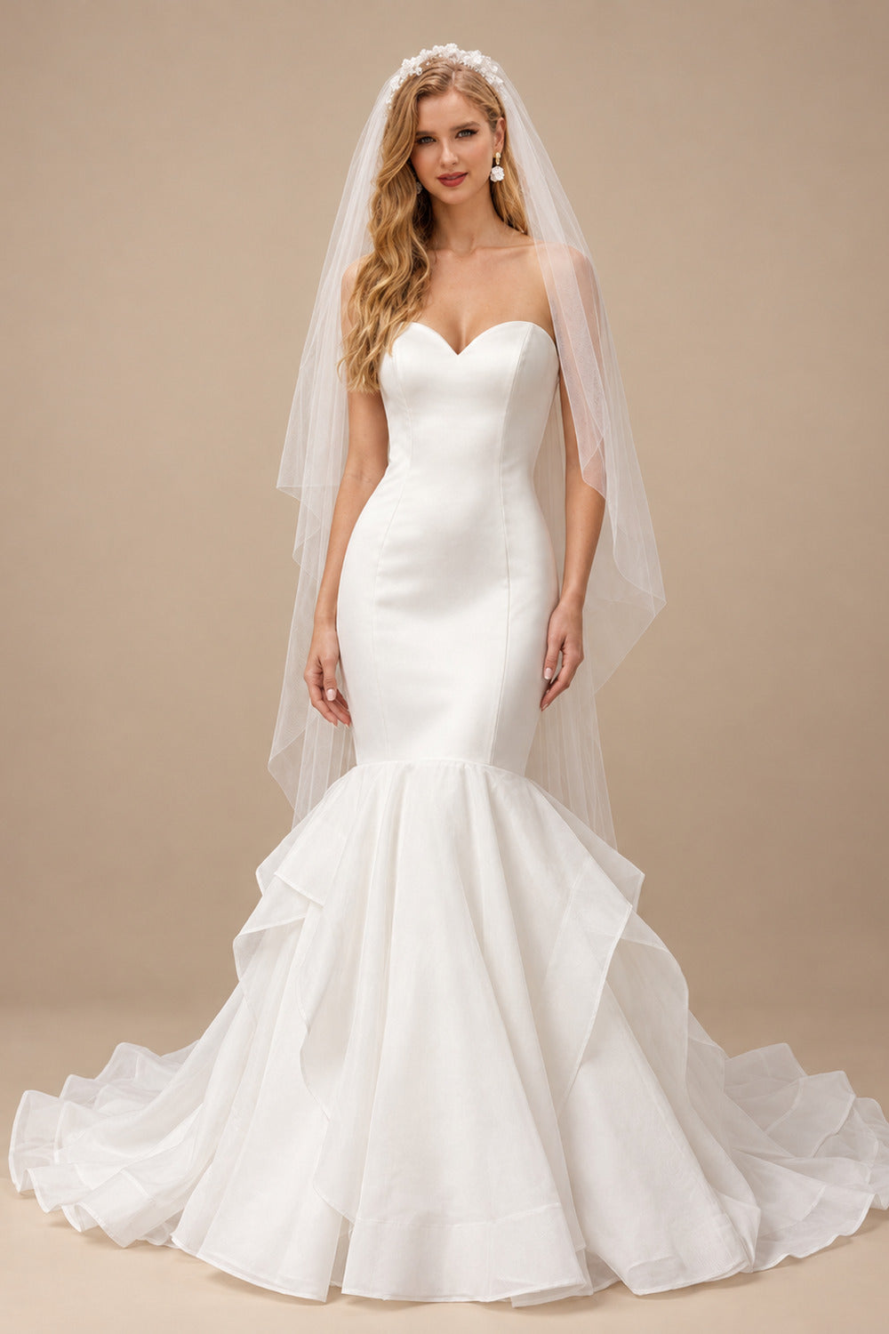 Rutipo Ivory Trumpet/Mermaid Vintage Sweetheart Wedding Dresses With Organza
