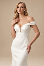 Rutipo Ivory Off-The-Shoulder Trumpet/Mermaid Wedding Dresses With Satin