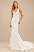 Rutipo Ivory Elegant Open Back Wedding Dress