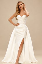 Rutipo Ivory Sex Corset Cowl Neck Wedding Dresses With Detachable Train
