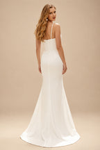Rutipo Ivory Sex Corset Cowl Neck Wedding Dresses With Detachable Train