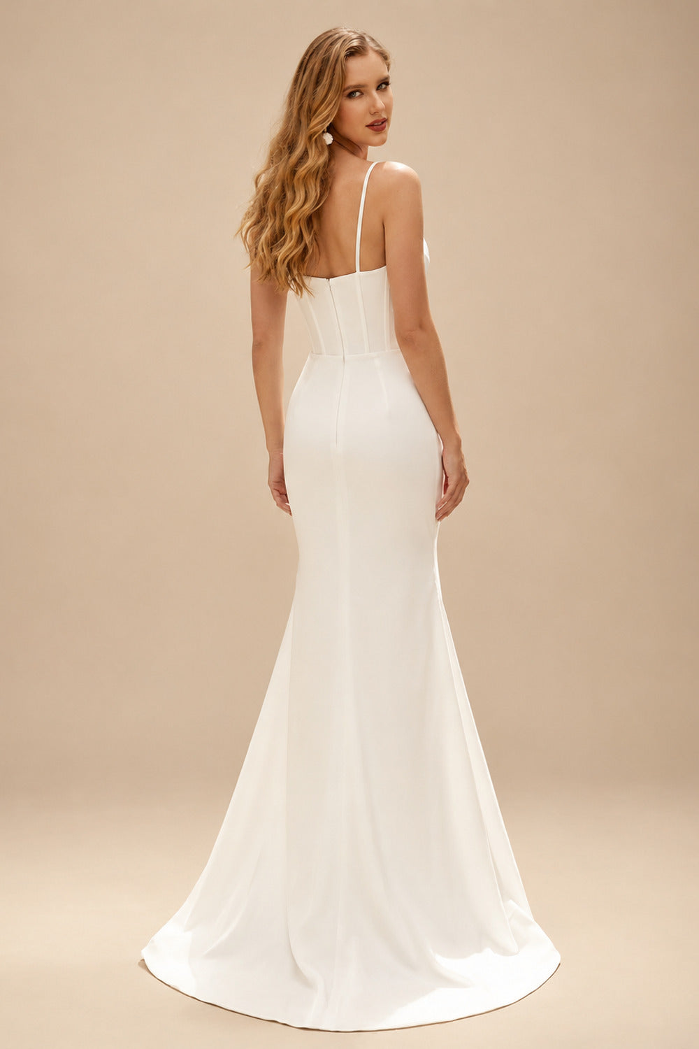 Rutipo Ivory Sex Corset Cowl Neck Wedding Dresses With Detachable Train