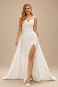 Rutipo Ivory Sex Corset Cowl Neck Wedding Dresses With Detachable Train
