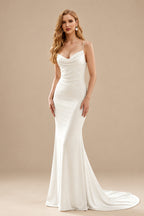 Rutipo Ivory Open Back Mermaid Elastic Satin Sexy Wedding Dresses With Satin