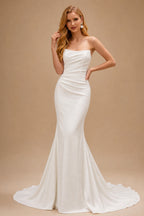 Rutipo Ivory Modern Strapless Trumpet/Mermaid Wedding Dresses