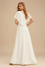 Rutipo Ivory 2Pcs Mermaid Scoop Neck Short sleeves Wedding Dress