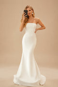 Rutipo Ivory Corset Strapless Mermaid Wedding Dresses
